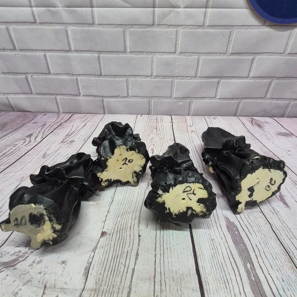 Vintage Set of 4 Singing Nun Figurines Black White Religious Sisters Decor 5in